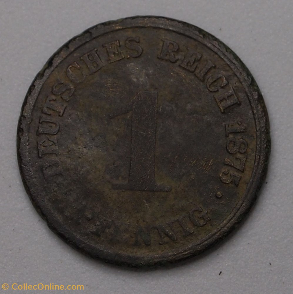 1 Pfennig - 1875 A monnaies monde allemagne 1 pfennig 1875 a