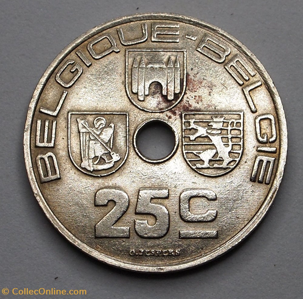 monnaies monde belgique 25 centimes 1939