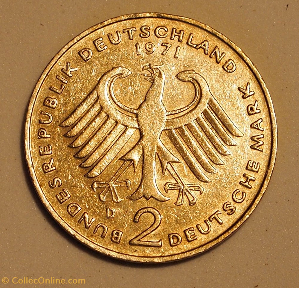 2 Mark - 1971 D monnaies monde allemagne 2 mark 1971 d