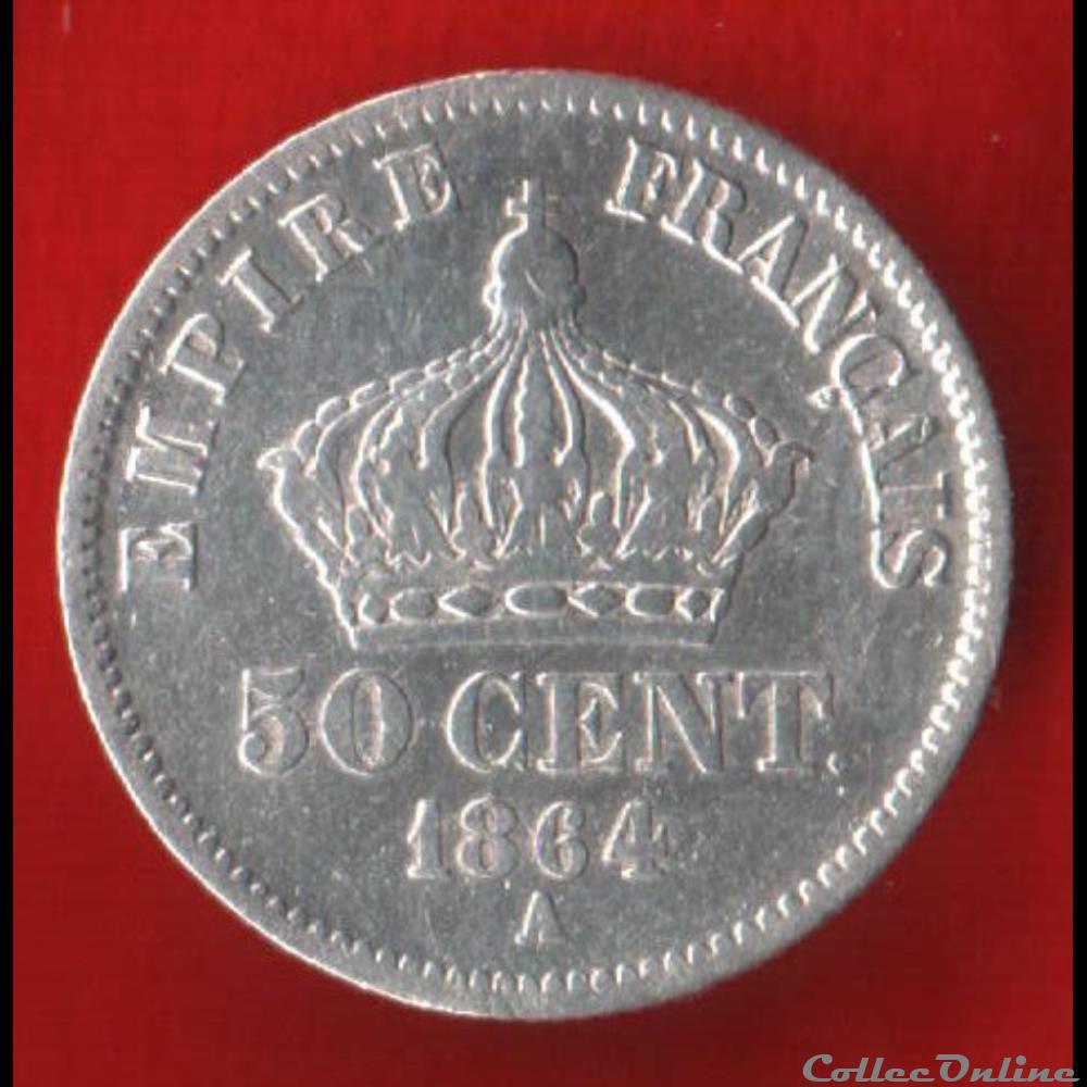 monnaie france moderne napoleon iii 50 centimes 1864 paris