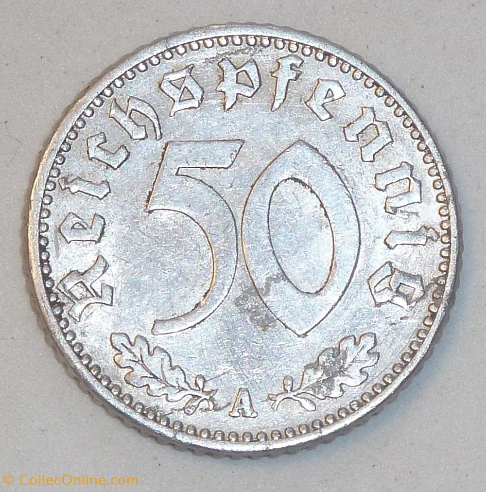50 Pfennig - 1943 A monnaies monde allemagne 50 pfennig 1943 a