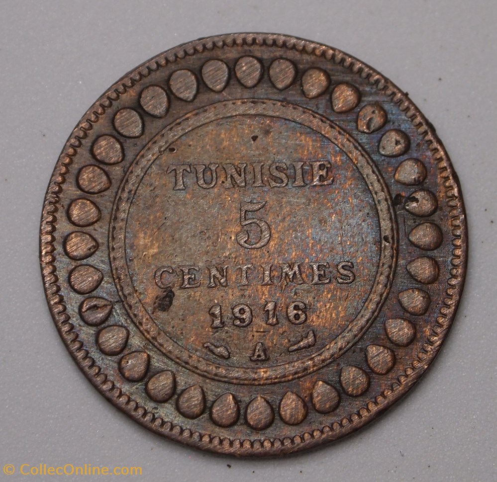 5 Centimes - 1916 A monnaie monde tunisie 5 centimes 1916 a