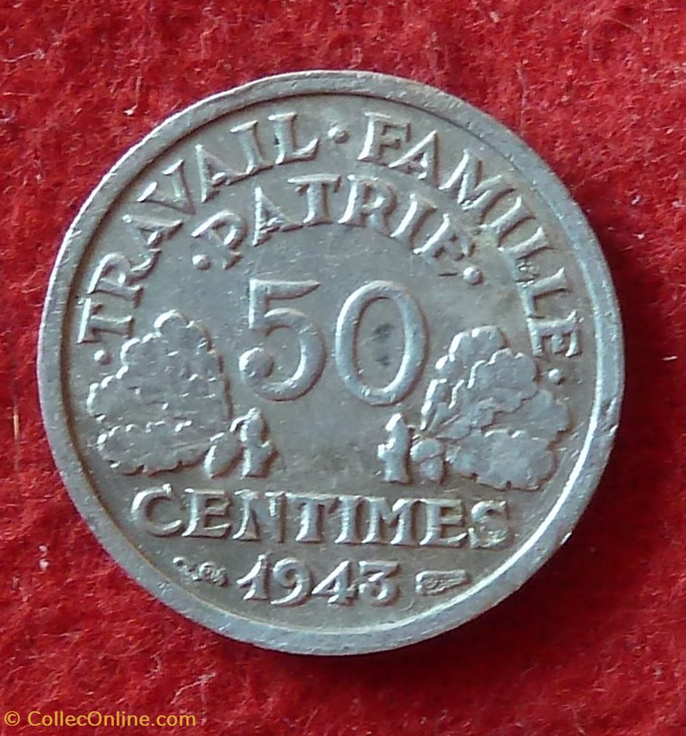Bazor - 50 Centimes - 1943 monnaies monde france bazor 50 centimes 1943
