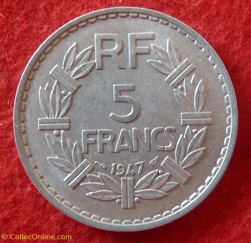 Lavrillier 5 Francs 1947 Coins World France Quatrième