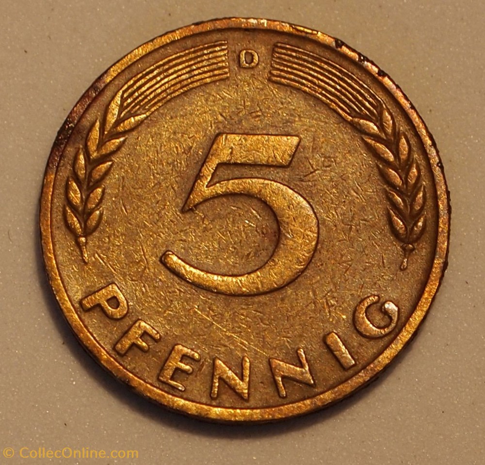 5 Pfennig - 1949 D monnaies monde allemagne 5 pfennig 1949 d