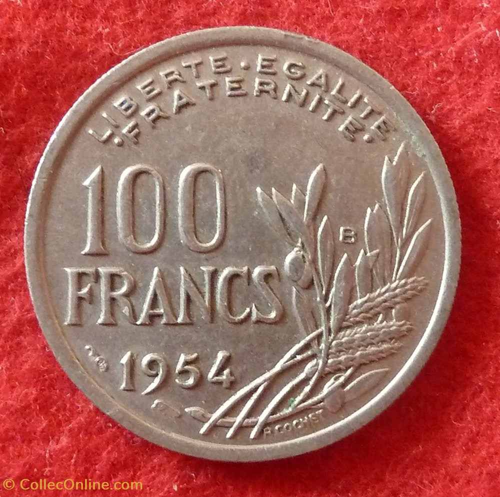 monnaies monde france cochet 100 francs 1954 b