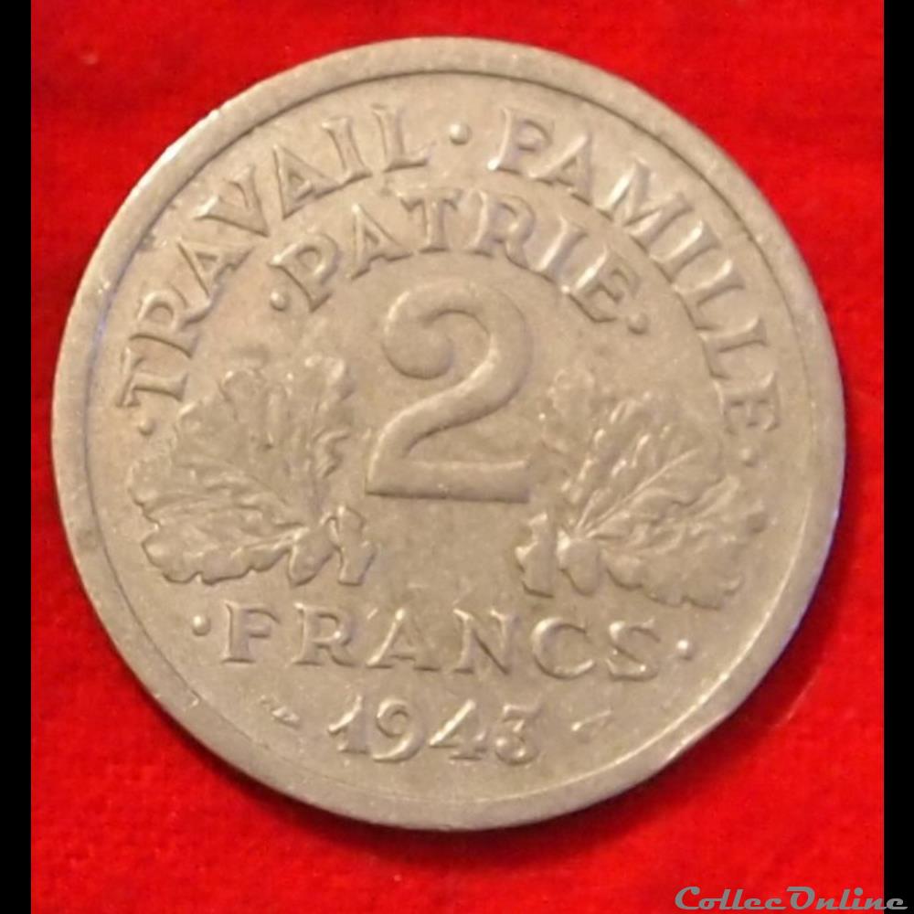 Bazor - 2 Francs - 1943 monnaies monde france bazor 2 francs 1943