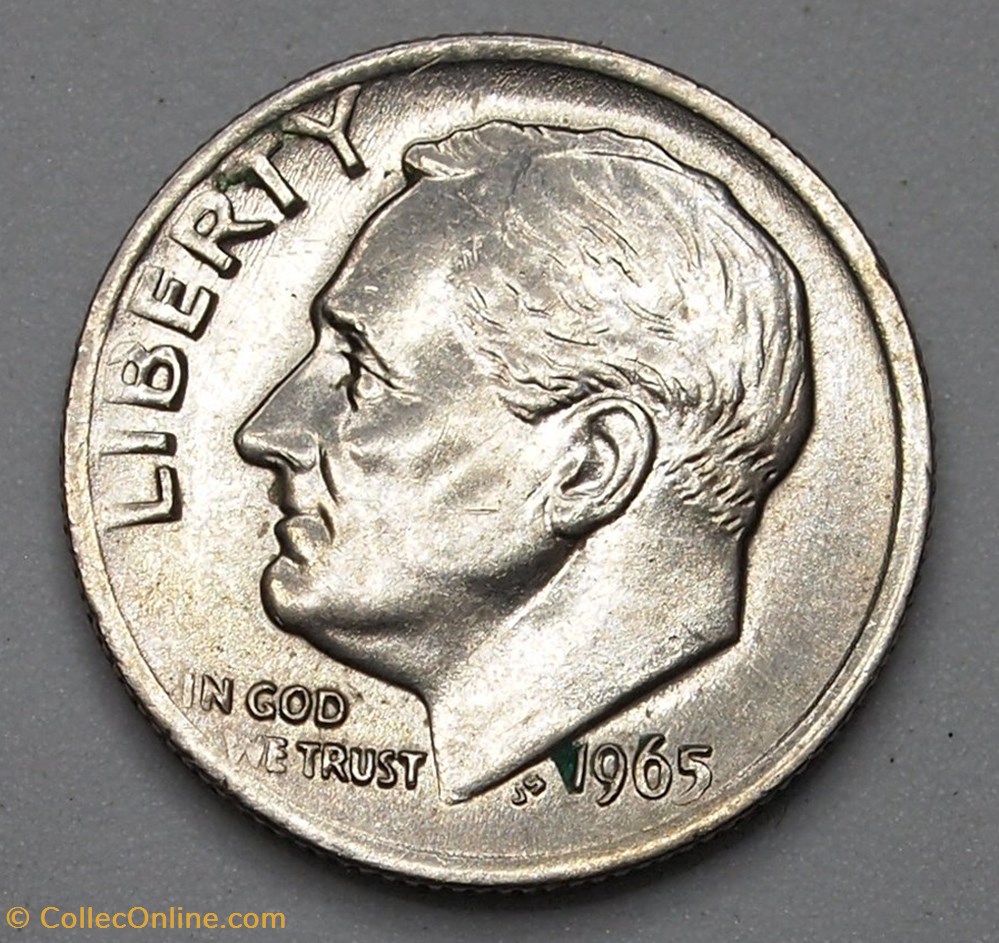 1 dime ( 10 cents ) - 1965 monnaie monde etat uni 1 dime 10 cents 1965
