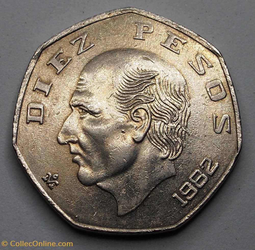 10 Pesos - 1982 Mo monnaie monde mexique 10 pesos 1982 mo