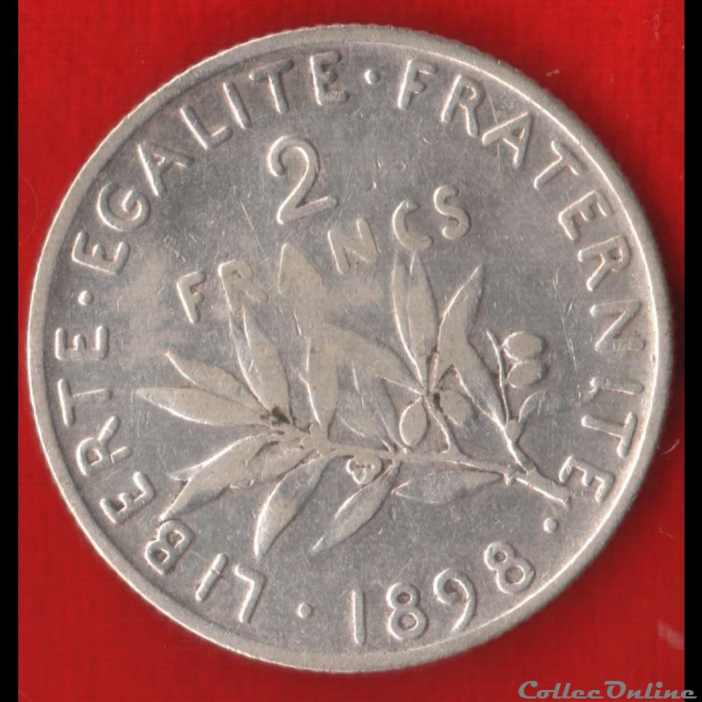Semeuse - 2 Francs - 1898 monnaies monde france semeuse 2 francs 1898