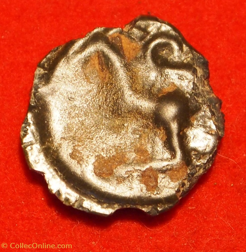 Sequanes - Potin à la grosse tête laurée monnaies antiques celtes sequanes potin a la grosse tete lauree