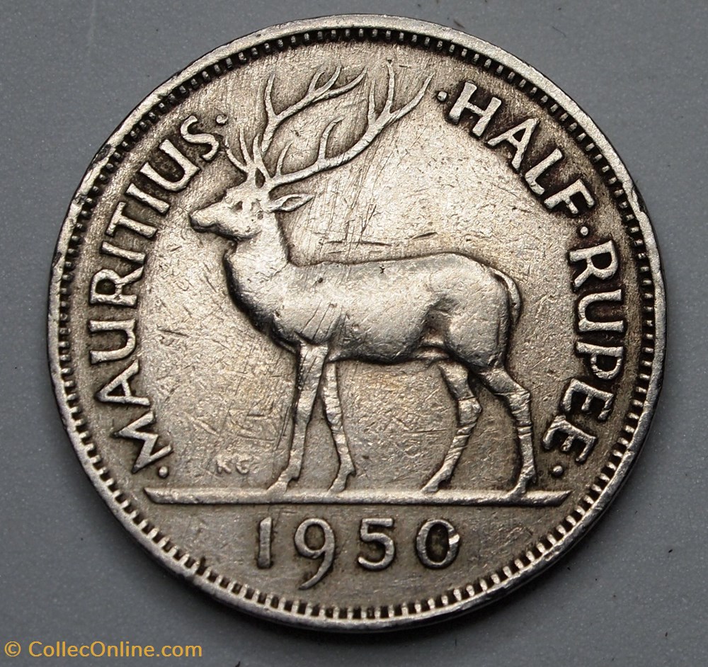 1/2 Rupee - 1950 monnaie monde maurice 1 2 rupee 1950