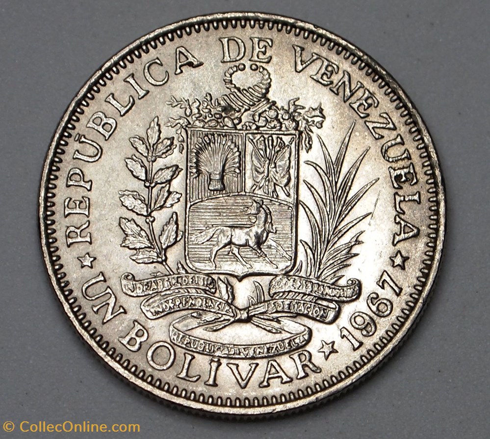 1 Bolivar - 1967 monnaies monde venezuela 1 bolivar 1967