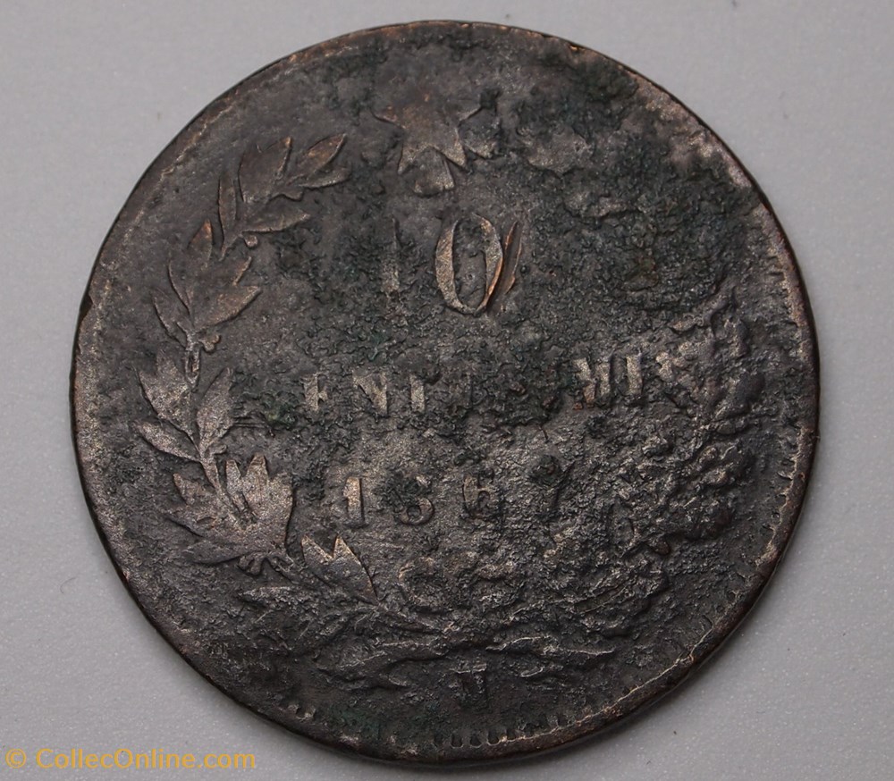 10 Centesimi - 1867 N monnaie monde italie 10 centesimi 1867 n