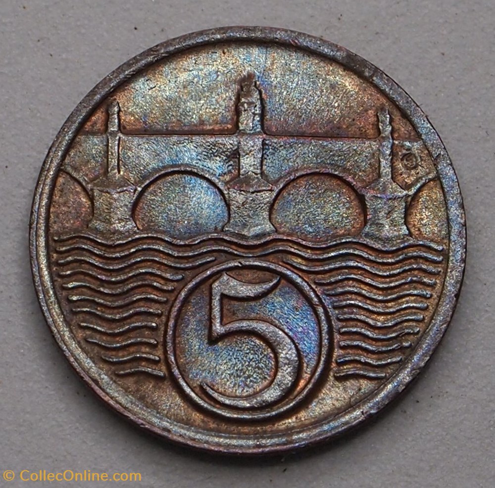 5 Haleru - 1938 monnaie monde tchecoslovaquie 5 haleru 1938