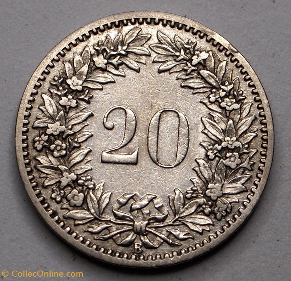 monnaie monde suisse 20 centimes 1885 b