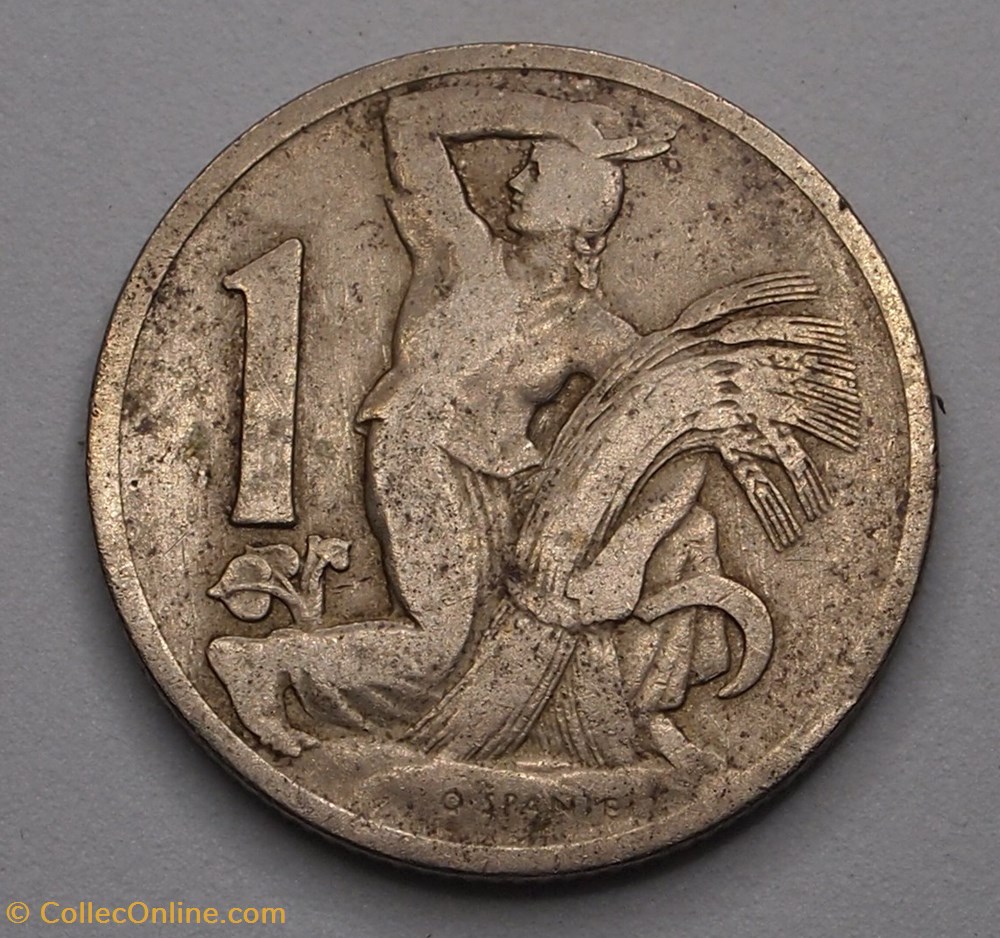 1 Koruna - 1924 monnaie monde tchecoslovaquie 1 koruna 1924