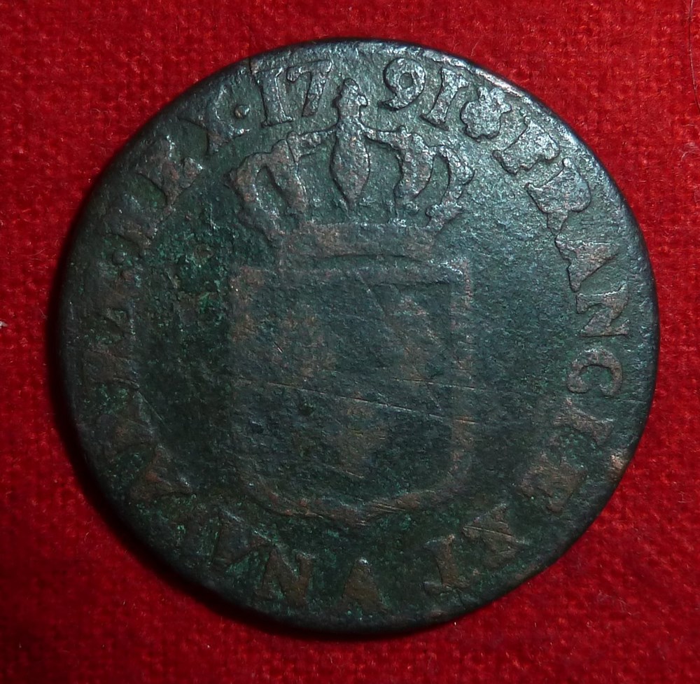 monnaies europe medievale france royales 1 sol 1791 paris