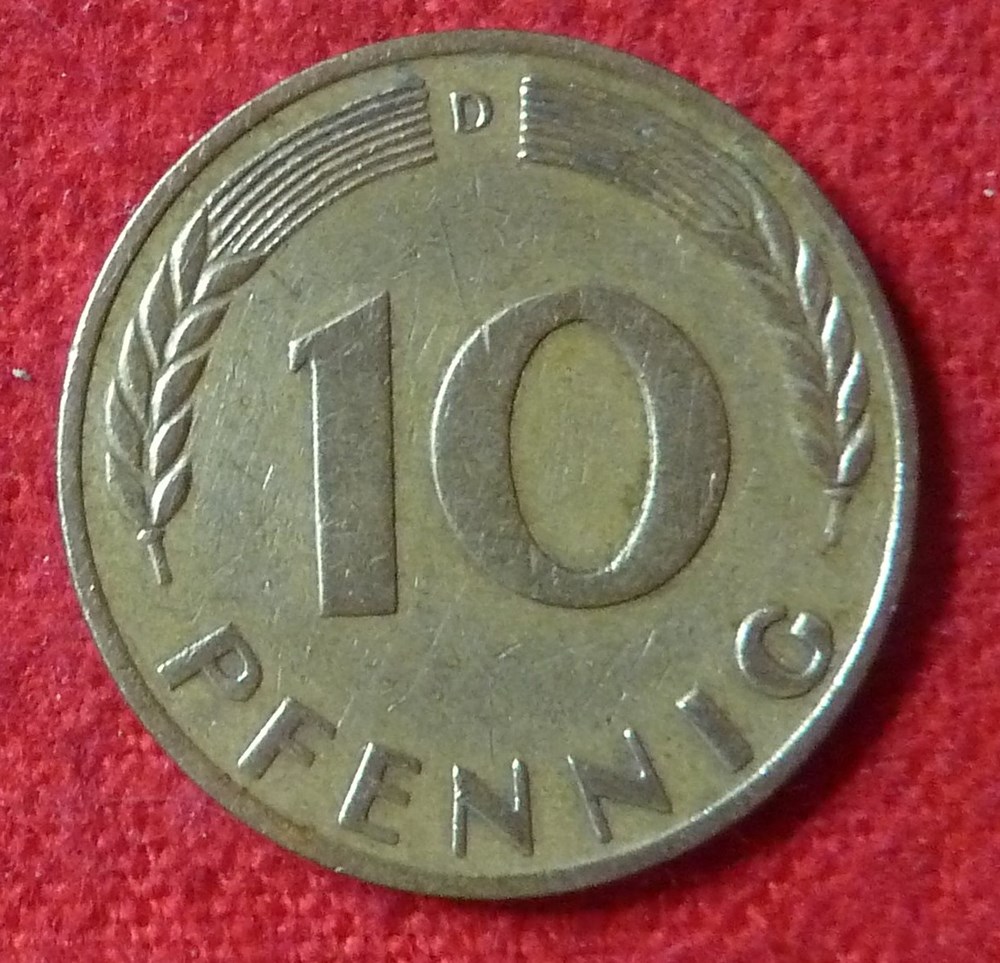 monnaies monde allemagne 10 pfennig 1949 d