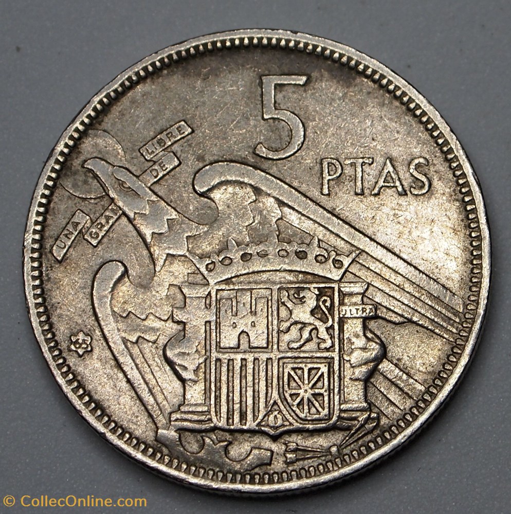 5 Pesetas - 1965 monnaie monde espagne 5 pesetas 1965