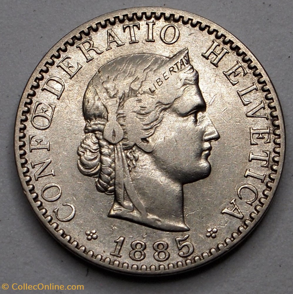 monnaie monde suisse 20 centimes 1885 b
