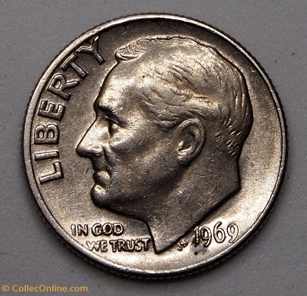 1 dime ( 10 cents ) - 1969 monnaie monde etat uni 1 dime 10 cents 1969