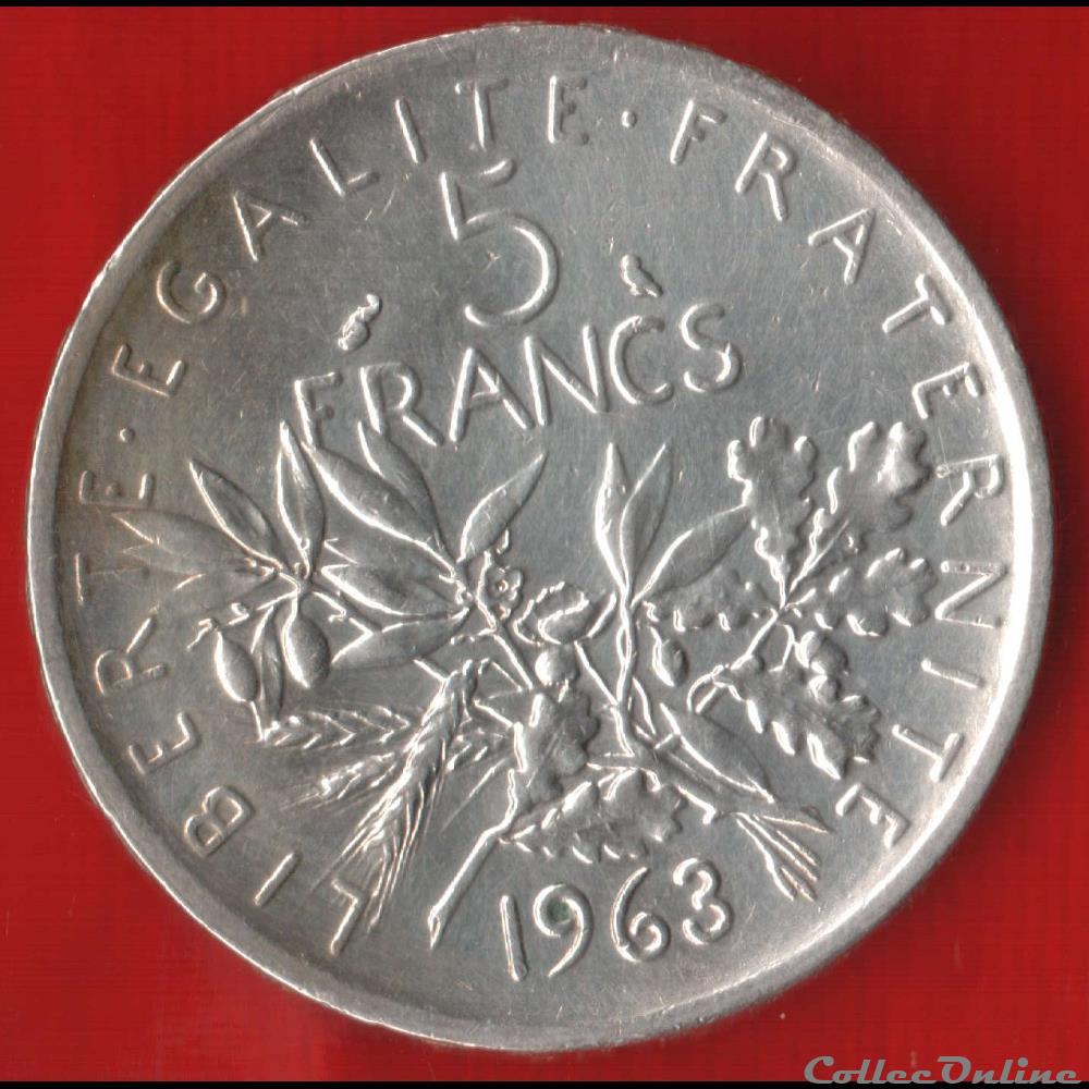 5 Francs - Semeuse - 1963 monnaies monde france 5 francs semeuse 1963