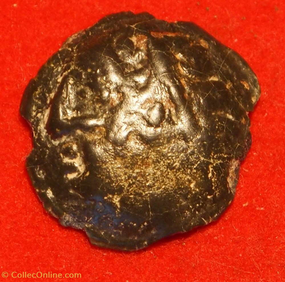 Sequanes - Potin à la grosse tête laurée monnaies antiques celtes sequanes potin a la grosse tete lauree