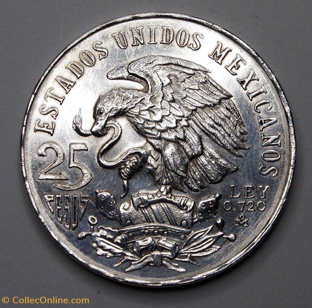 monnaie monde mexique 25 pesos 1968 mo