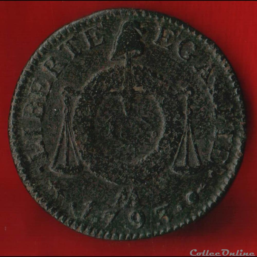 monnaies monde france convention 1 sol 1793 metz