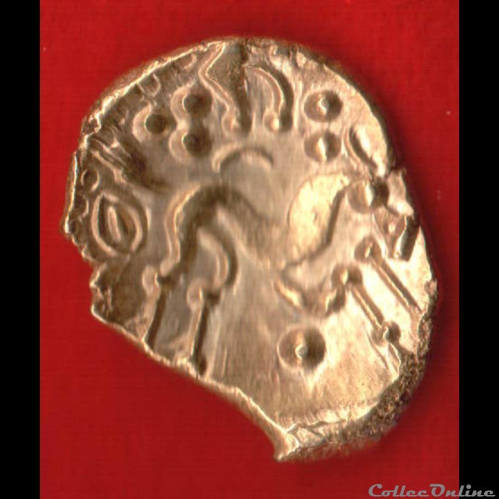 Ambiens - Statère d'or uniface, revers aux esses et au globule perlé monnaies antiques celtes ambiens statere or uniface revers aux esses et au globule perle