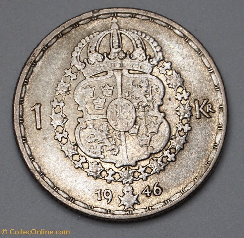 1 Krona - 1946 TS monnaies monde suede 1 krona 1946 ts