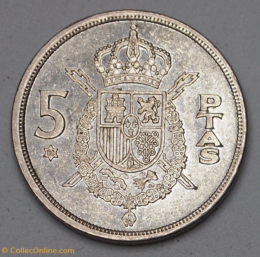 5 Pesetas - 1980 monnaies monde espagne 5 pesetas 1980