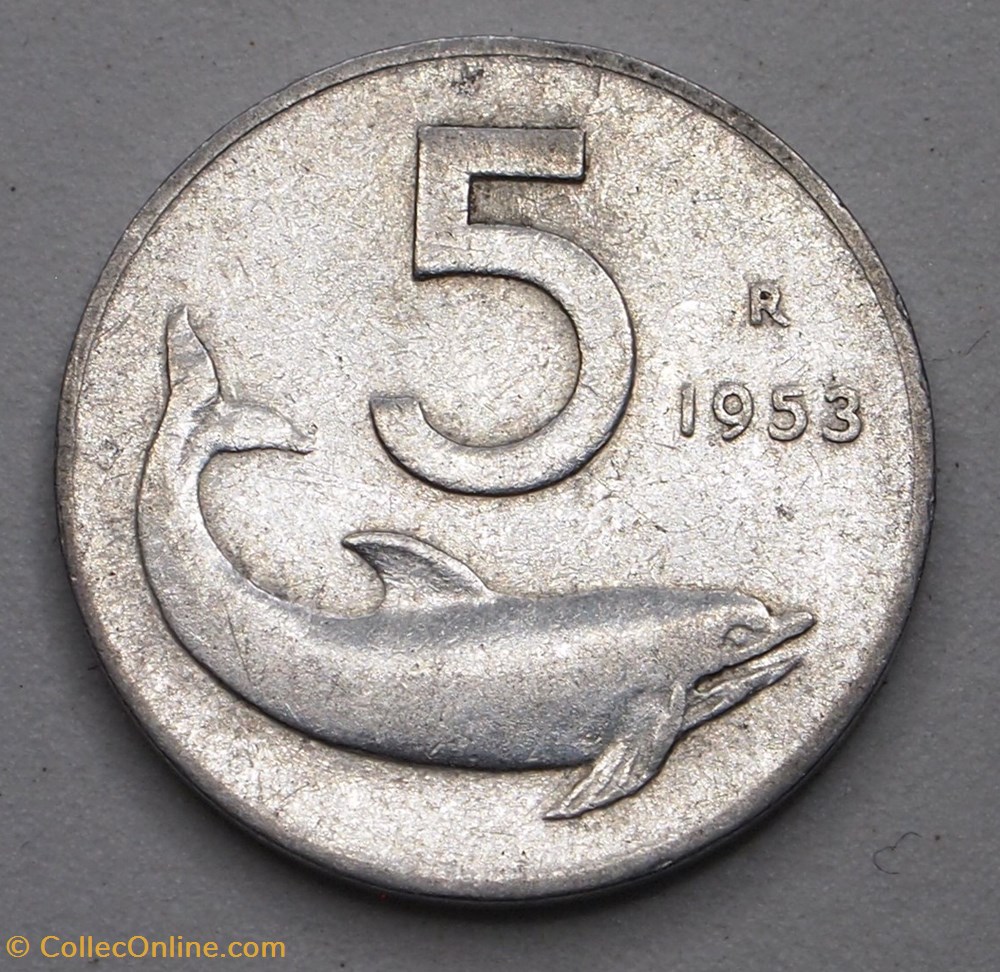 5 Lires - 1953 R monnaie monde italie 5 lires 1953 r