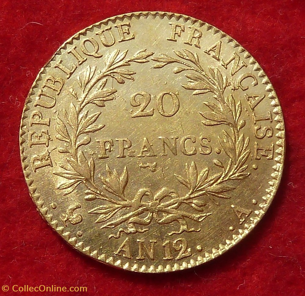 20 Francs or - An 12 - Paris monnaies monde france 20 francs or an 12 paris