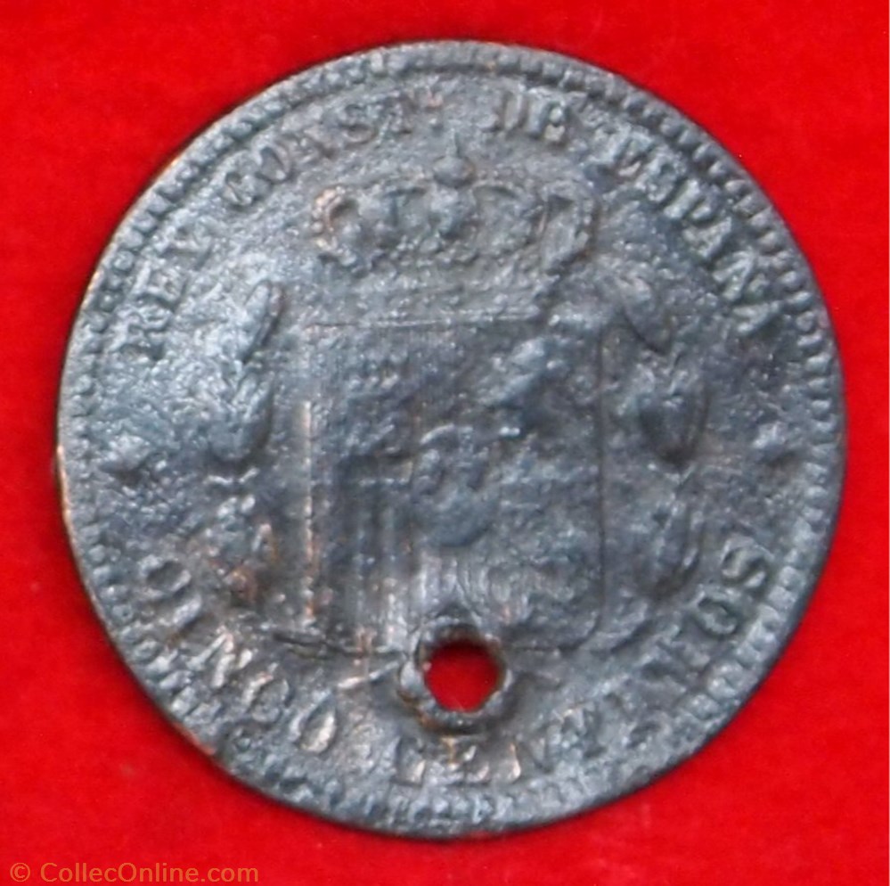 ESPAGNE - 5 Centimos - 1877 monnaies monde espagne 5 centimos 1877