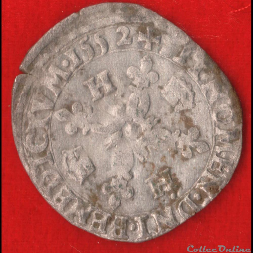monnaies europe medievale france royales douzain aux croissants 1552 la rochelle