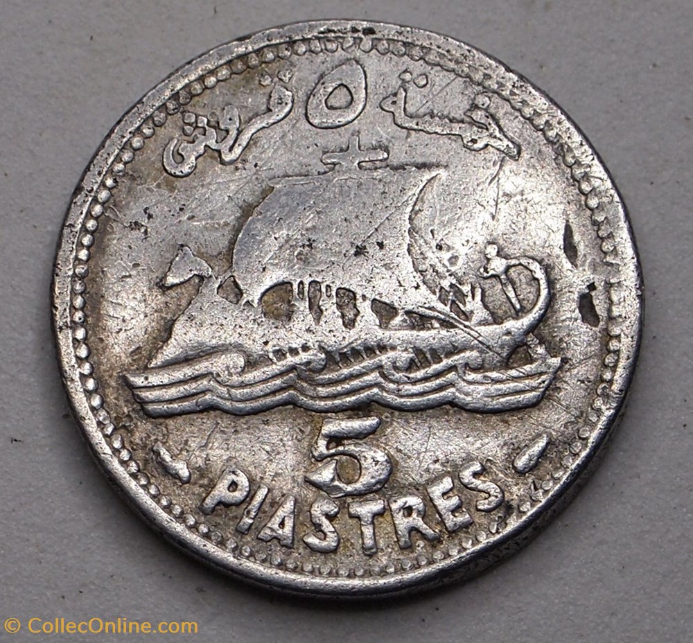 monnaies monde liban 5 piastres 1952