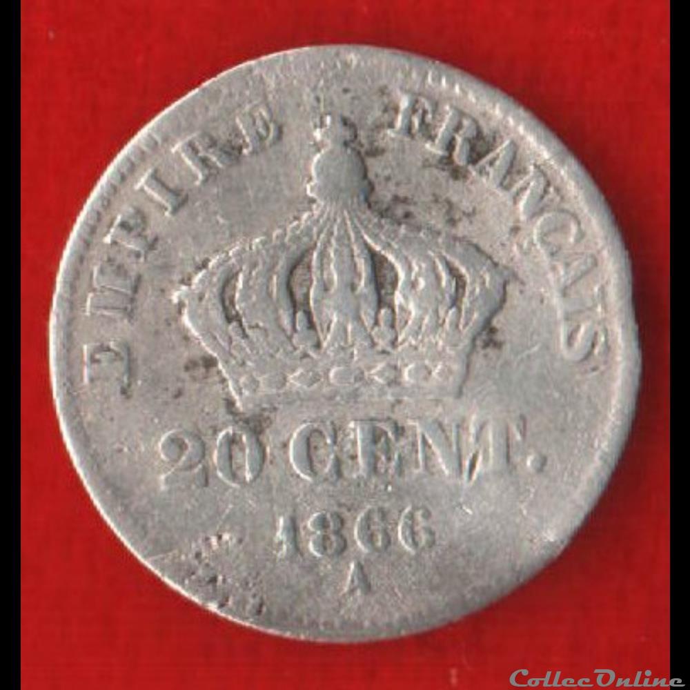 Napoléon III - 20 Centimes - 1866 - Paris monnaie france moderne napoleon iii 20 centimes 1866 paris