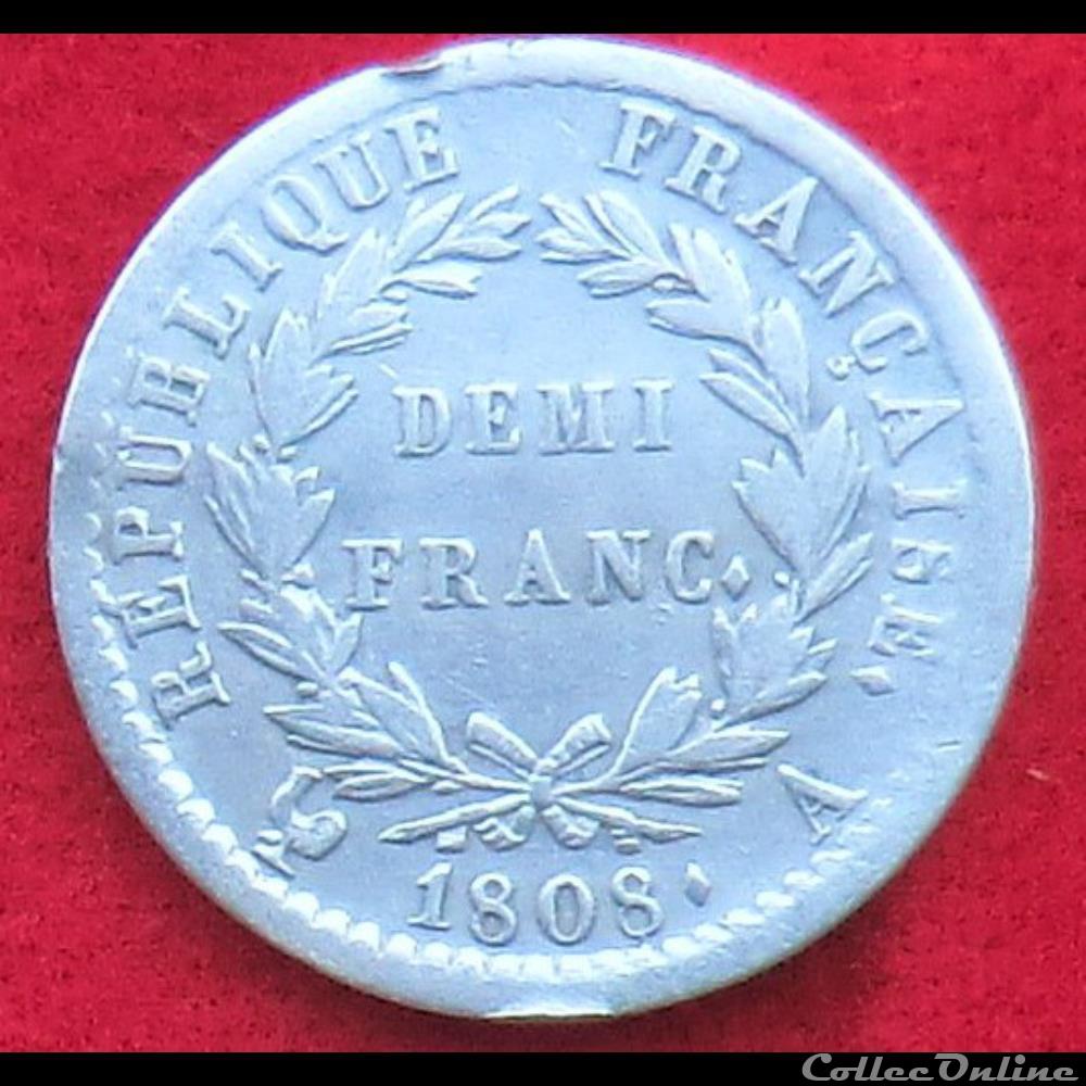 monnaies monde france demi franc 1808 paris