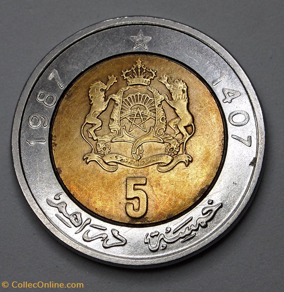 5 Dihrams - 1987 monnaie monde maroc 5 dihrams 1987
