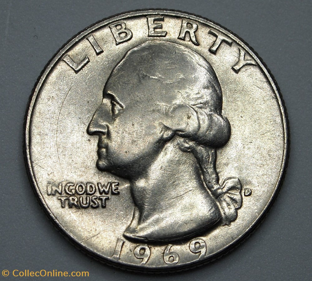 1/4 dollar ( 25 cents ) - 1969 D monnaie monde etat uni 1 4 dollar 25 cents 1969 d