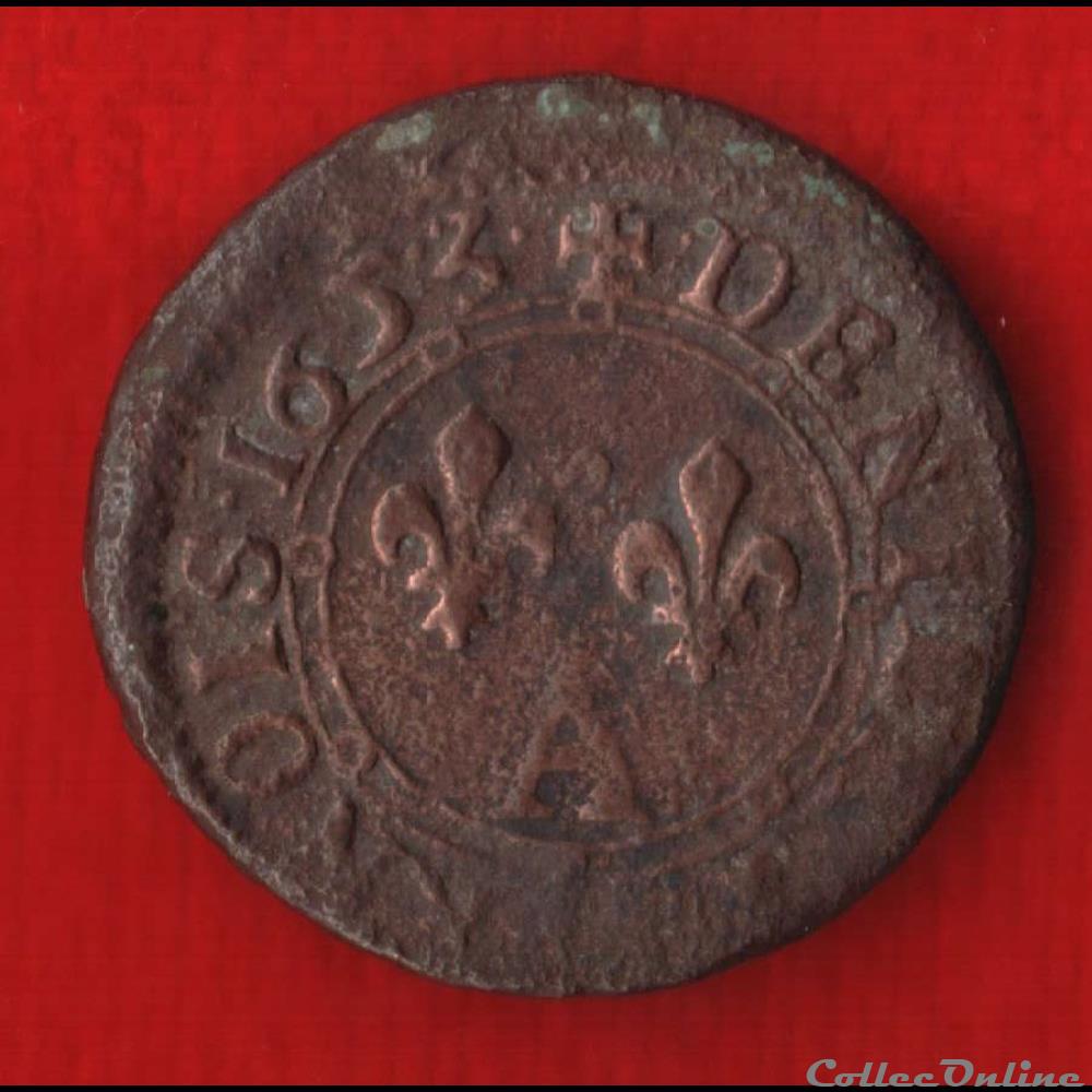 monnaies europe medievale france feodales principaute arches charleville 1653 denier tournois