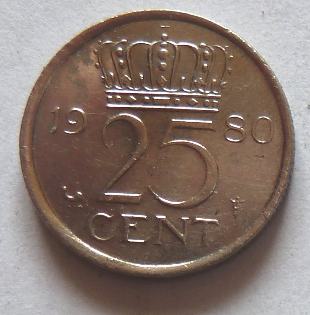 monnaies monde pays bas 25 cents 1980