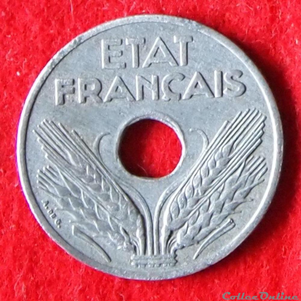État Français - 20 Centimes - 1941 monnaies monde france etat francais 20 centimes 1941