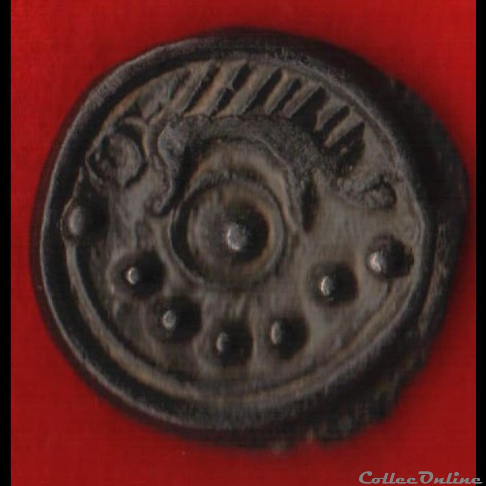 Suessions - Potin au sanglier au torque et aux globules monnaies antiques celtes suessions potin au sanglier au torque et aux globules