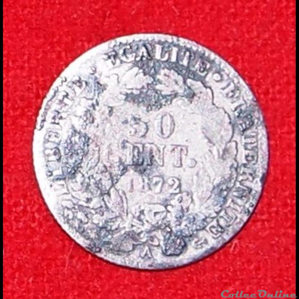50 Centimes - Cérès - 1872 - Paris monnaie france moderne 50 centimes ceres 1872 paris
