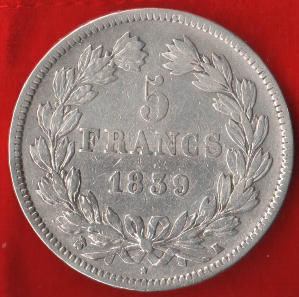 5 Francs - 1839 - Bordeaux monnaies monde france 5 francs 1839 bordeaux