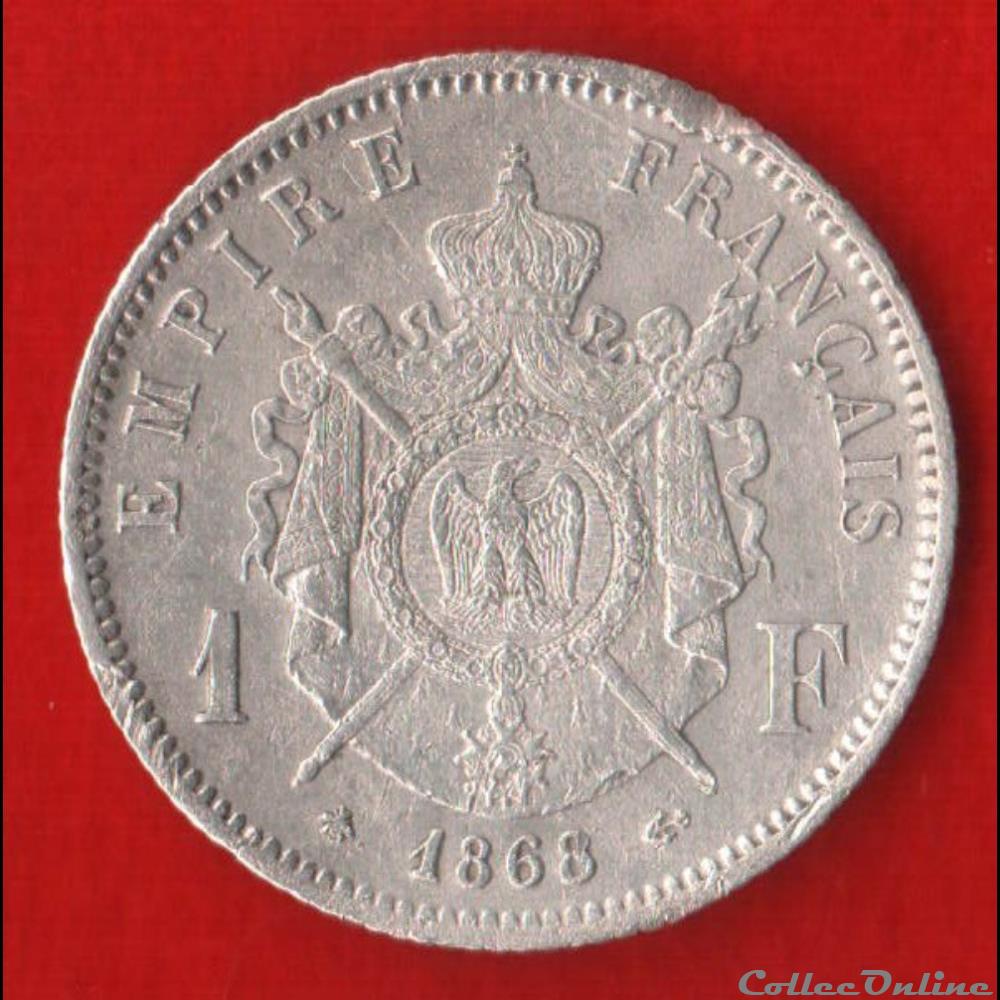 Napoléon III - 1 Francs - 1868 - Paris monnaie france moderne napoleon iii 1 francs 1868 paris