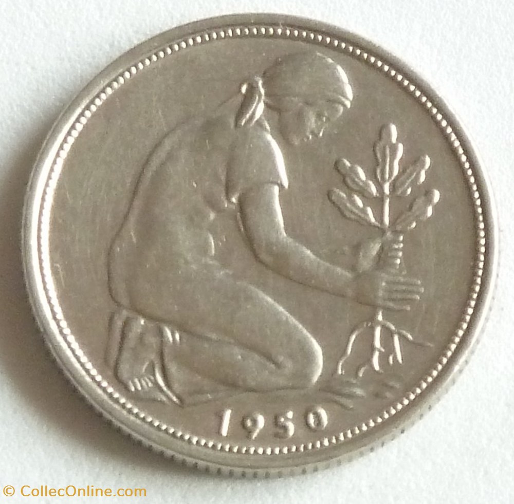 50 Pfennig - 1950 F monnaies monde allemagne 50 pfennig 1950 f
